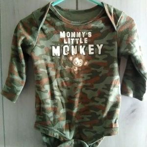 "Mommy's Little Monkey" 6-9 M Green Camo